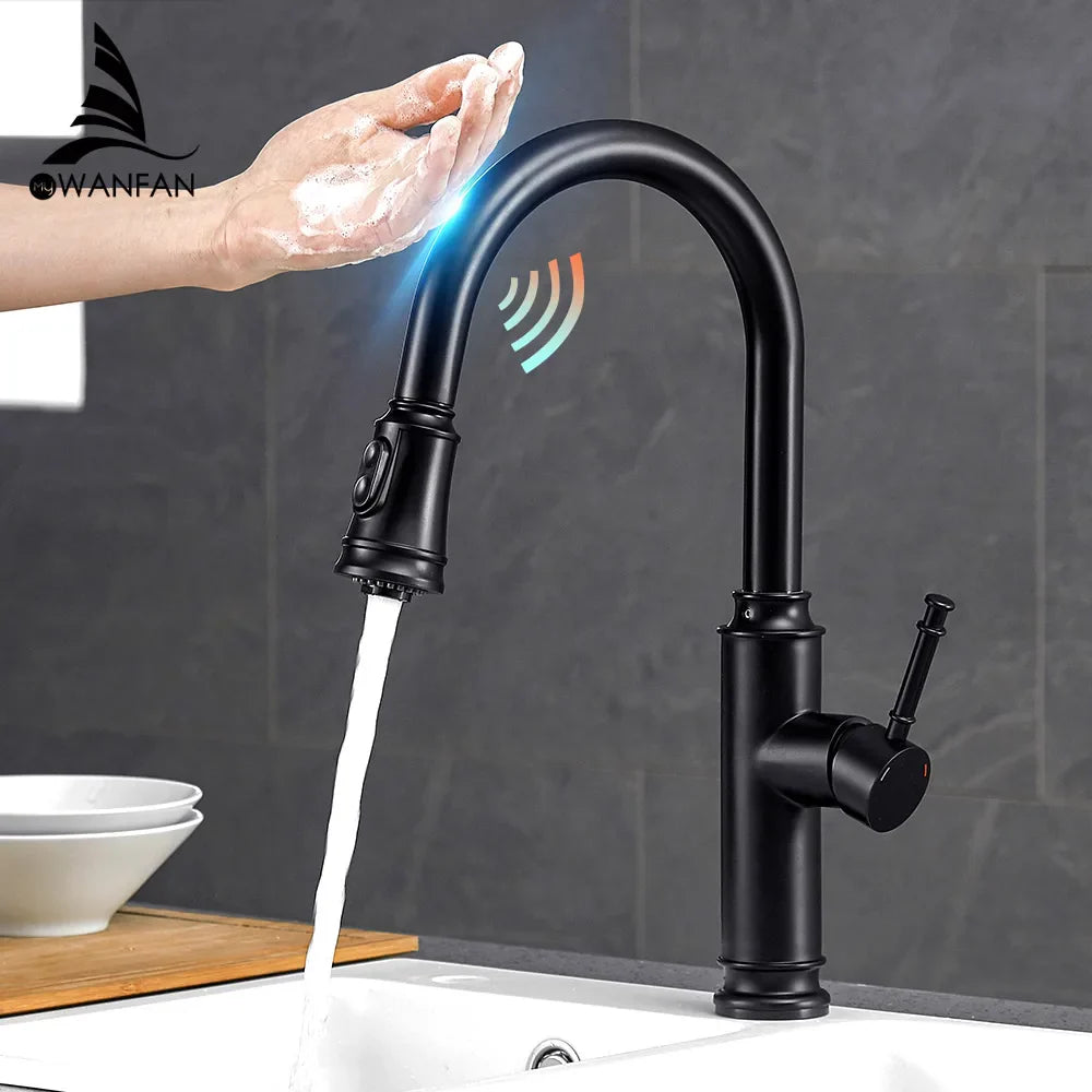 Afralia™ Smart Touch Kitchen Faucet Sensor Water Tap Mixer Rotate Faucet Streamlined