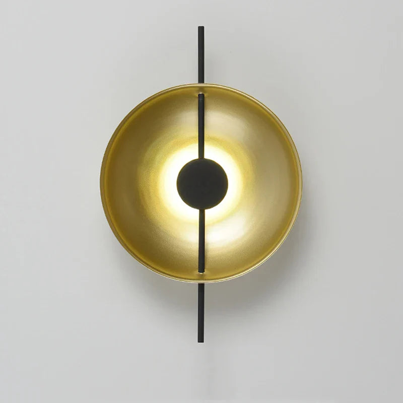 Afralia™ Gold Circle LED Wall Light 10W, Postmodern Black Sconce for Foyer, Bedside, Hotel, Aisle