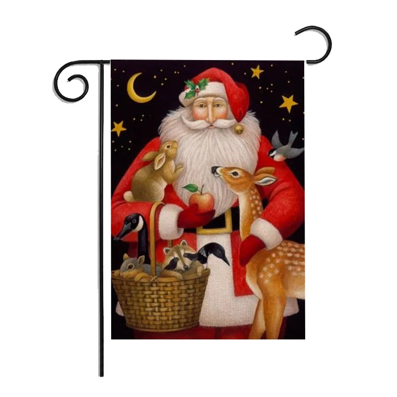 Afralia™ Santa Snowman Xmas Garden Flags - Christmas Decorations For Home