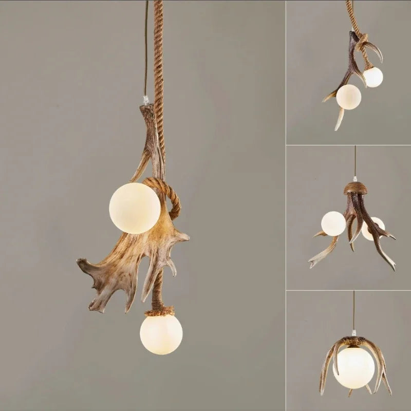 Afralia™ Nordic Antlers Chandelier for Restaurant Bar Cafe Homestay Wooden House Decor