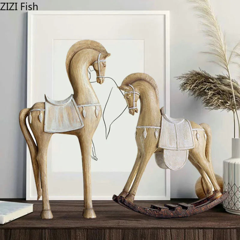 Afralia™ Resin Horse Statue Creative Artwork Desk Decoration Modern Home Decor