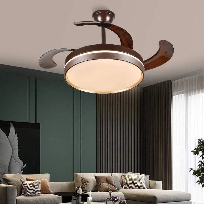 Afralia™ 42" Modern Black White LED Ceiling Fan Remote Control Lighting for Dining Room Bedroom