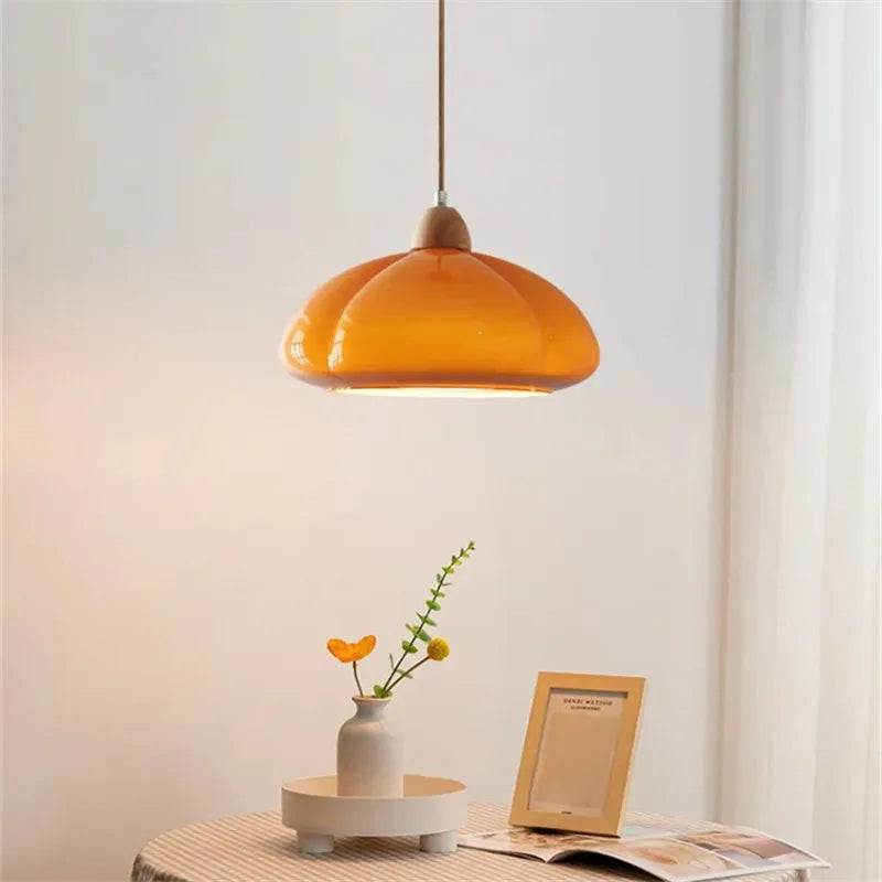 Afralia™ Glass Pumpkin Chandelier for Restaurant Balcony and Bedroom Lighting