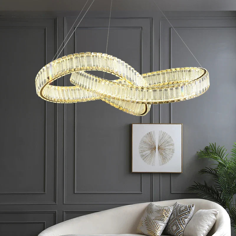Afralia™ Rotating Crystal Chandelier: Modern Hong Kong-Style Designer Lamp for Living Room