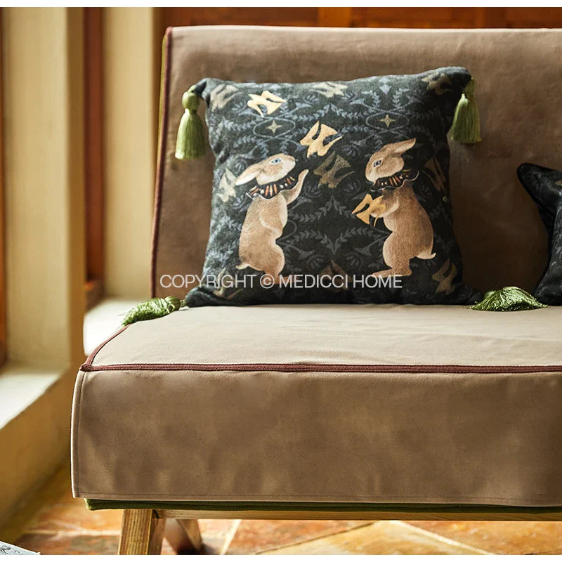 Afralia™ Retro Rabbit Acanthus Scroll Cushion Cover for Living Room Sofa