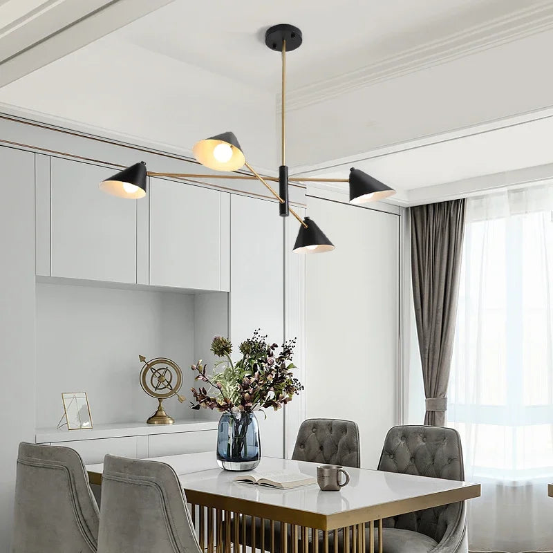 Afralia™ Cone Shade Chandelier: Minimalist Nordic Design for Living and Dining Rooms