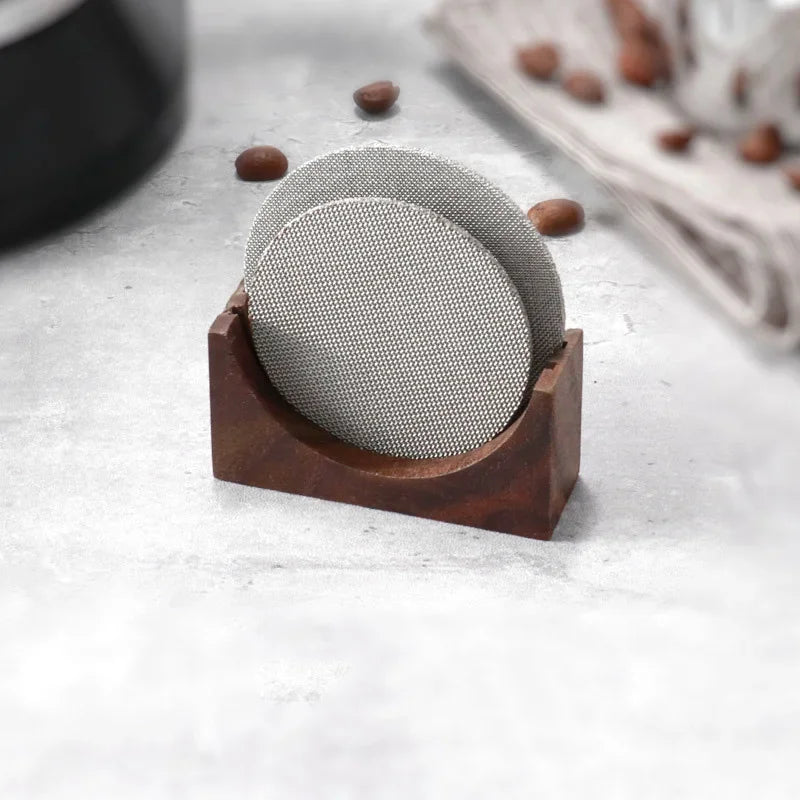 Afralia™ Espresso Filter Screen Holder Wooden Stand for Portafilter Puck Screens