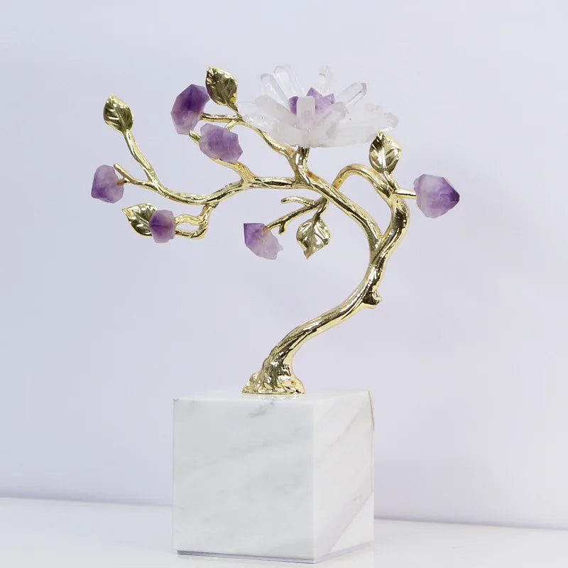 Amethyst Crystal Tree: Elegant Home Decor by Afralia™ - Sculpted Flower Figurine & Metal Accents