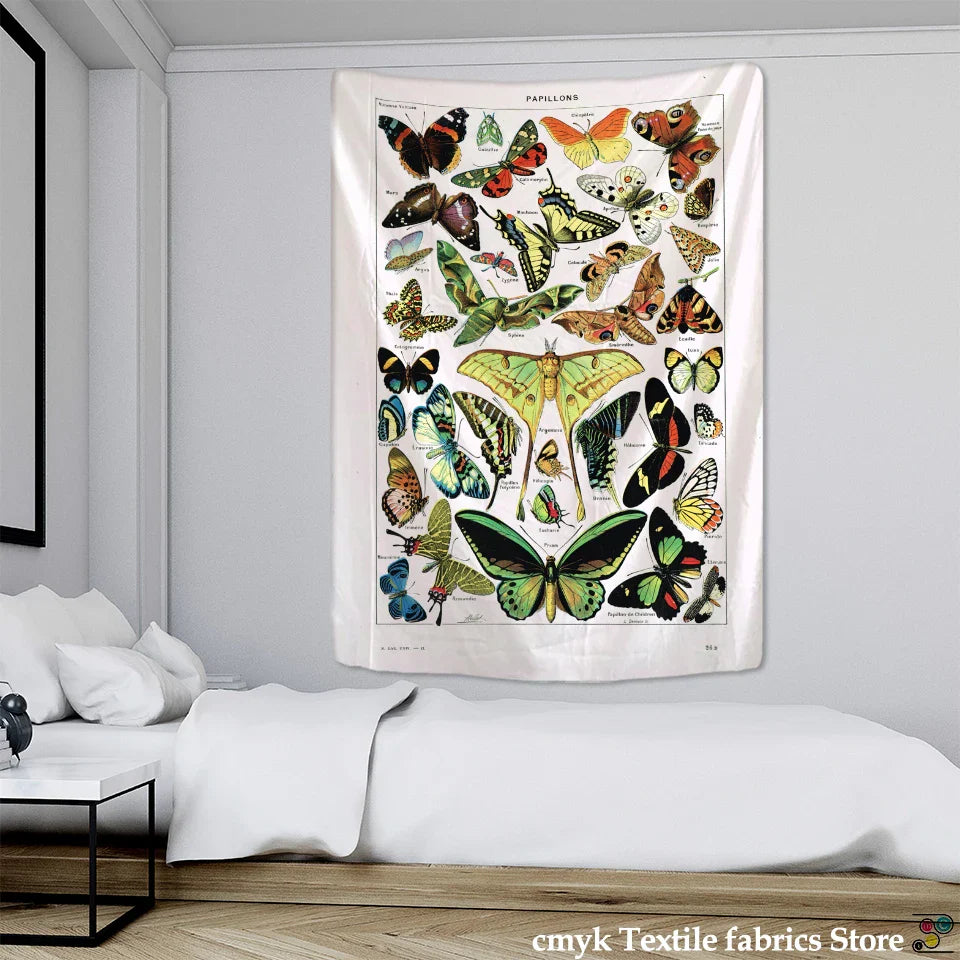 Afralia™ Butterfly Map Tapestry Wall Hanging: Bohemian Room Decor