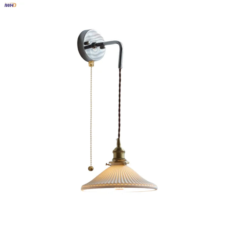 Afralia™ Ceramic LED Wall Sconce, Modern Nordic Style, Adjustable Wire, White Stair Light