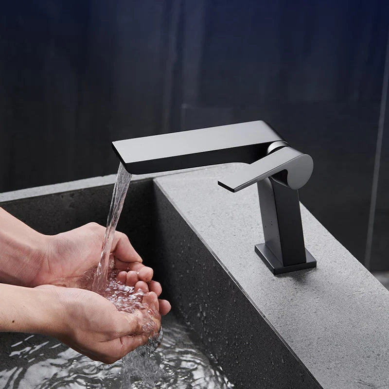Afralia™ Waterfall Basin Faucet: Brass Hot Cold Mixer Tap Single Handle Chrome Sink