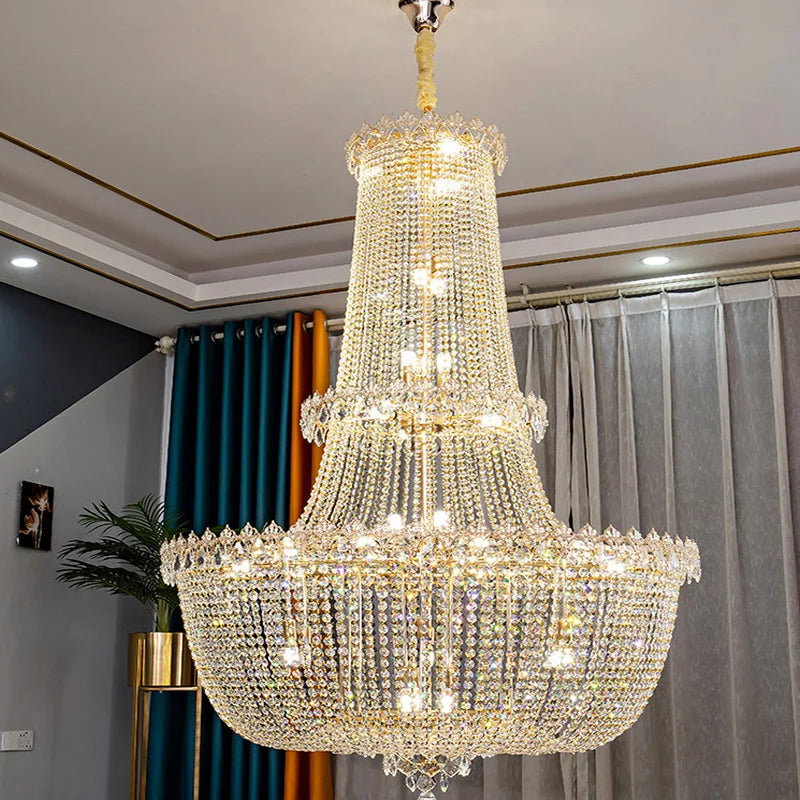Afralia™ Crystal Villa Attic Pendant Ceiling Chandelier - Modern Luxury Living Room Decoration