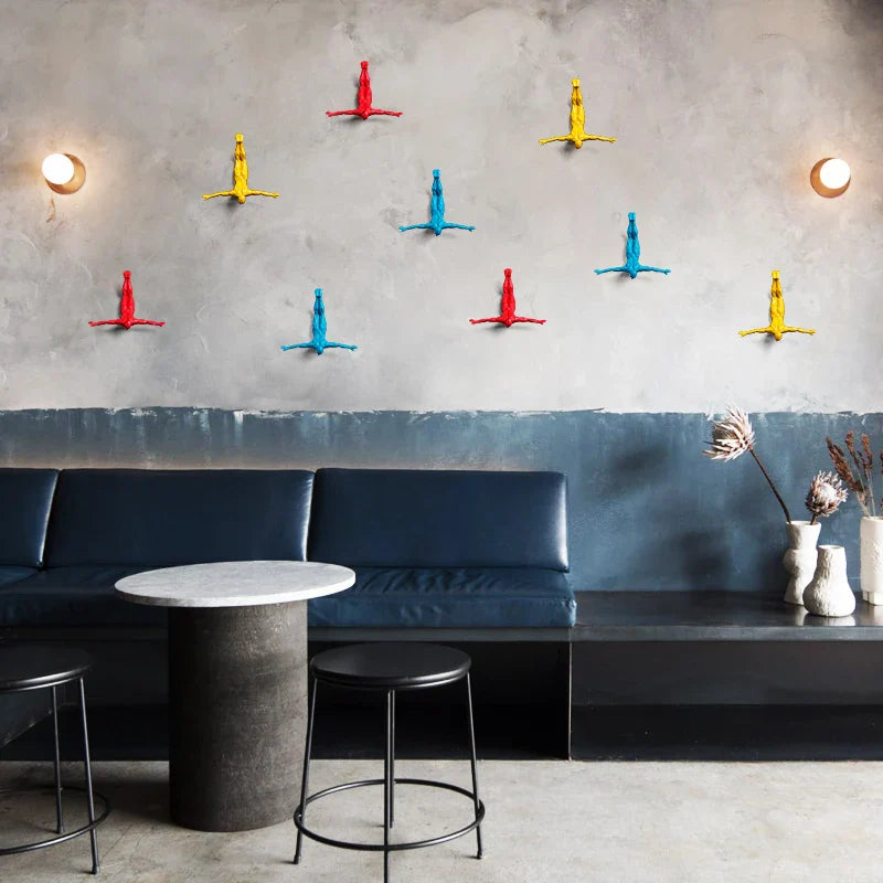 Afralia™ Bungee Jumper Wall Sculpture: Industrial Style Sporty Figurine for Living Room Decor