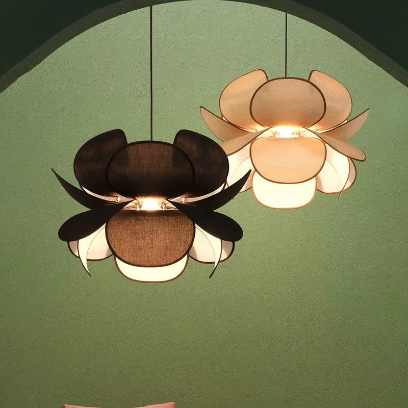 Afralia™ Wabi Sabi Fabric Petals LED Chandelier Pendant Lights, Home Decor Hanging Lamp