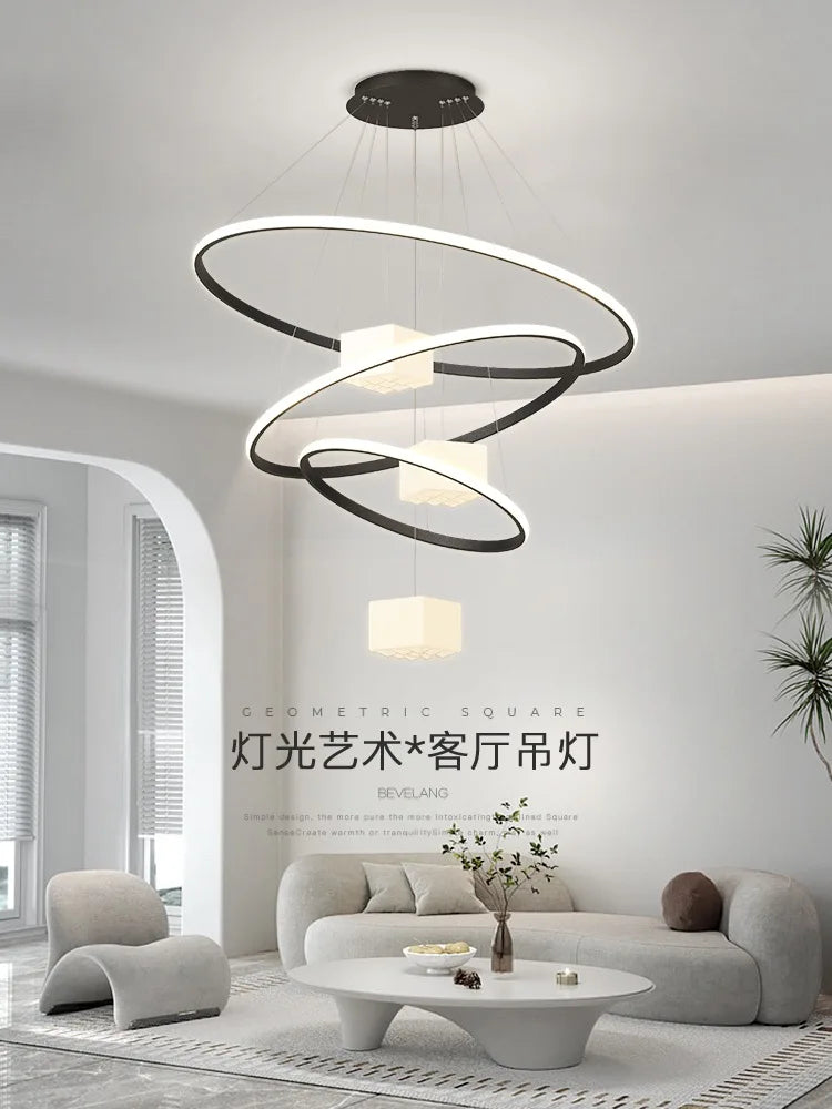 Afralia™ LED Chandelier: Modern Living Room Kitchen Hanging Light, White Indoor Lighting Fixture