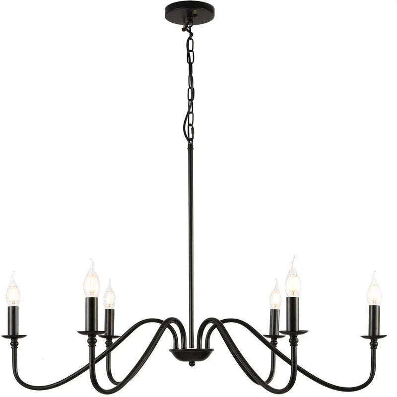 Afralia™ Retro Iron Chandelier Light for Living Room Kitchen Bedroom Dining Room