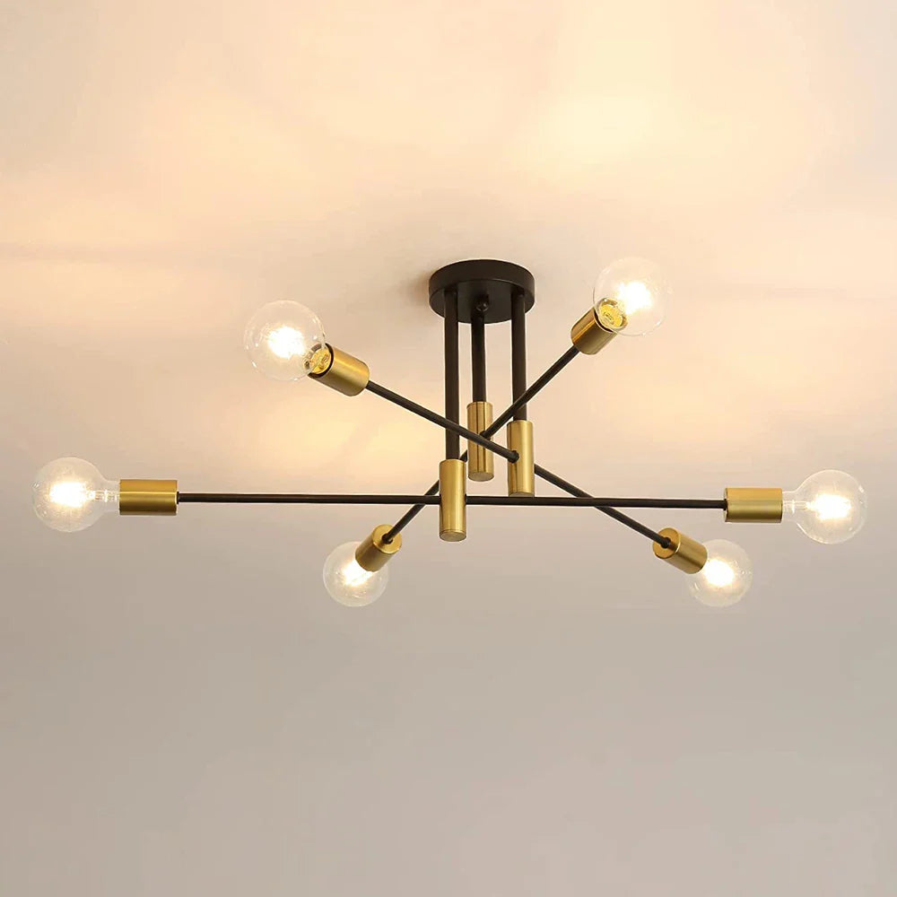 Afralia™ Nordic LED Ceiling Lights: Brushed Antique Gold Semi Flush Mount Lamps, Indoor Lighting Fixtures