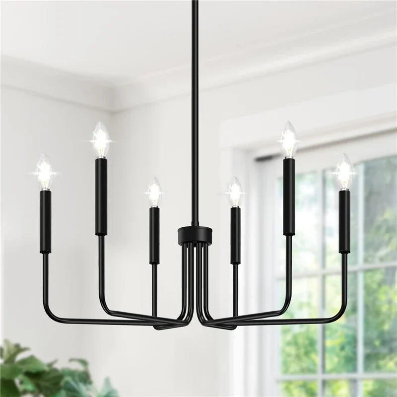 Afralia™ Modern LED Black Candle Chandelier for Living Room & Restaurant