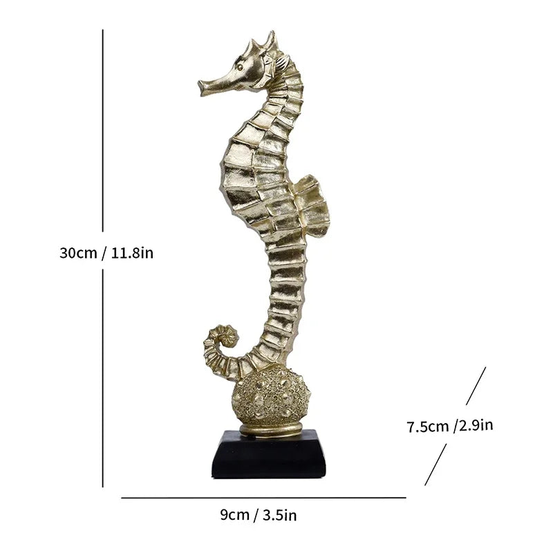 Afralia™ Gold-plated Mermaid Statue Resin Sculpture Room Decor Marine Organism Ornament