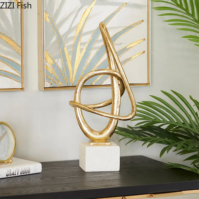 Afralia™ Twisted Line Gold Sculpture: Modern Desk Decor & Room Aesthetics