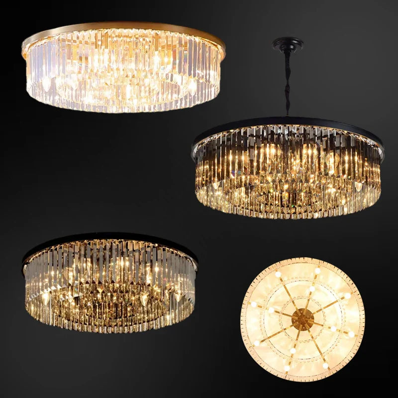 Afralia™ Gold Black Crystal Chandelier Light for Dining room