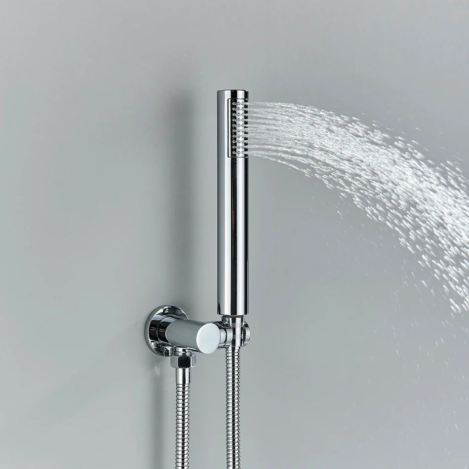 Afralia™ Brass Shower Set with 2-Way Mixer and Handheld Spray - 8-16" Rain Shower Head