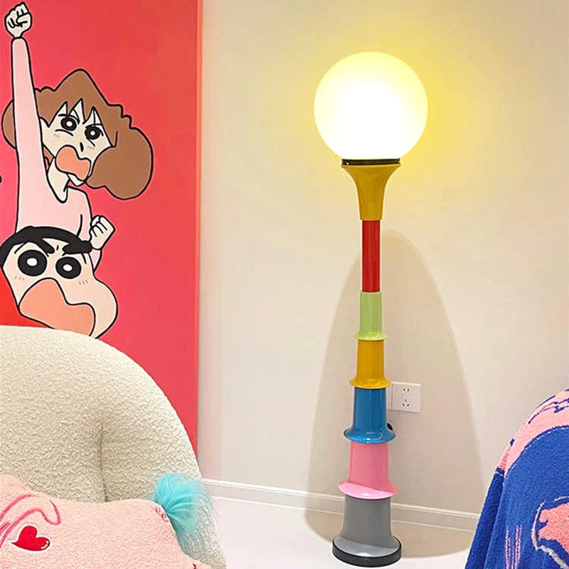 Afralia™ Colorful Memphis Floor Lamp: Creative LED Standing Light for Bedroom and Parlor