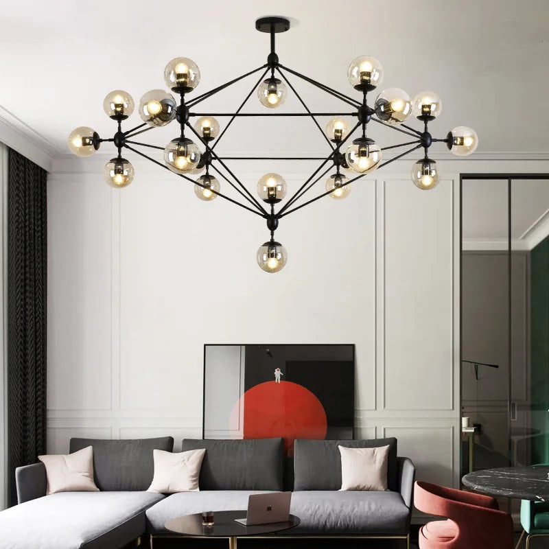 Afralia™ Magic Bean Glass Ball Chandelier - Vintage Industrial Loft Hanging Light