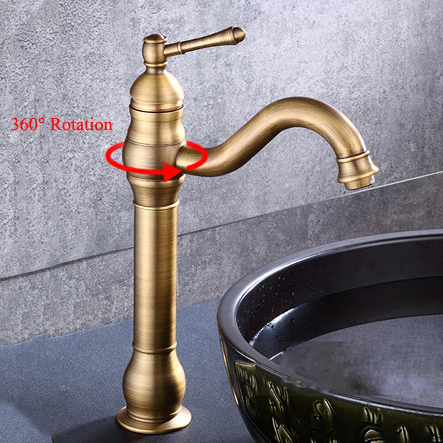 Afralia™ Brass Basin Faucet: Vessel Sink Mixer Tap, Single Hole Bathroom Hot Cold Water.