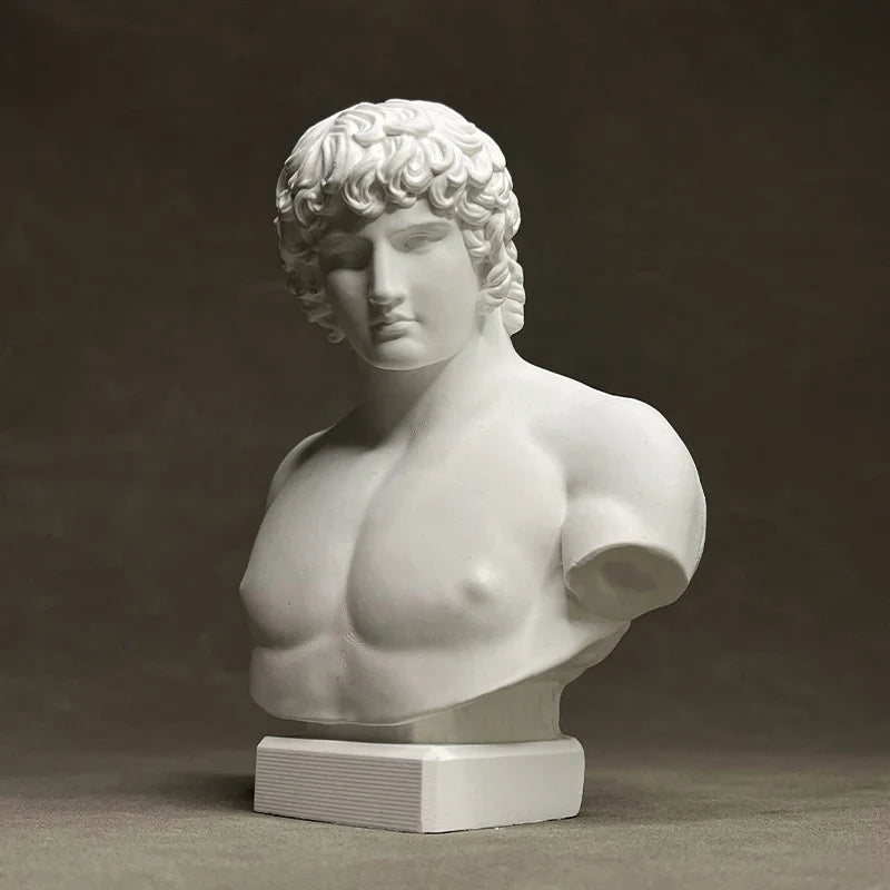 Afralia™ Antinous Retro Plaster Sculpture - European Inspired Room Figurine
