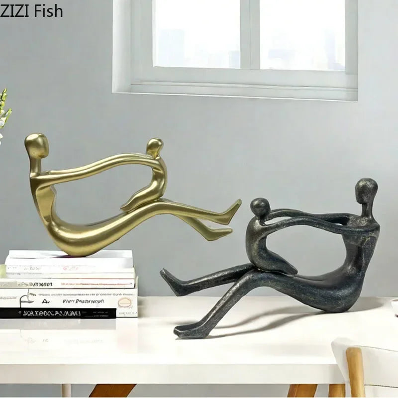 Afralia™ Abstract Family Resin Sculpture for Desk Decor and Room Aesthetic