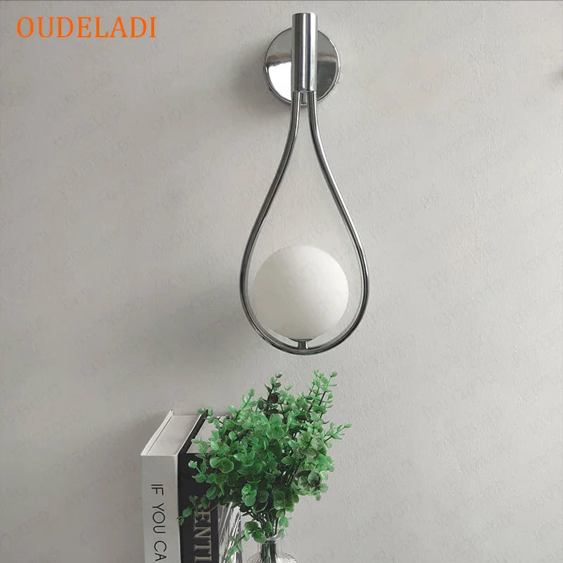 Afralia™ Brass Glass Ball Wall Light Minimalist Living Room Decor Lighting Fixtures