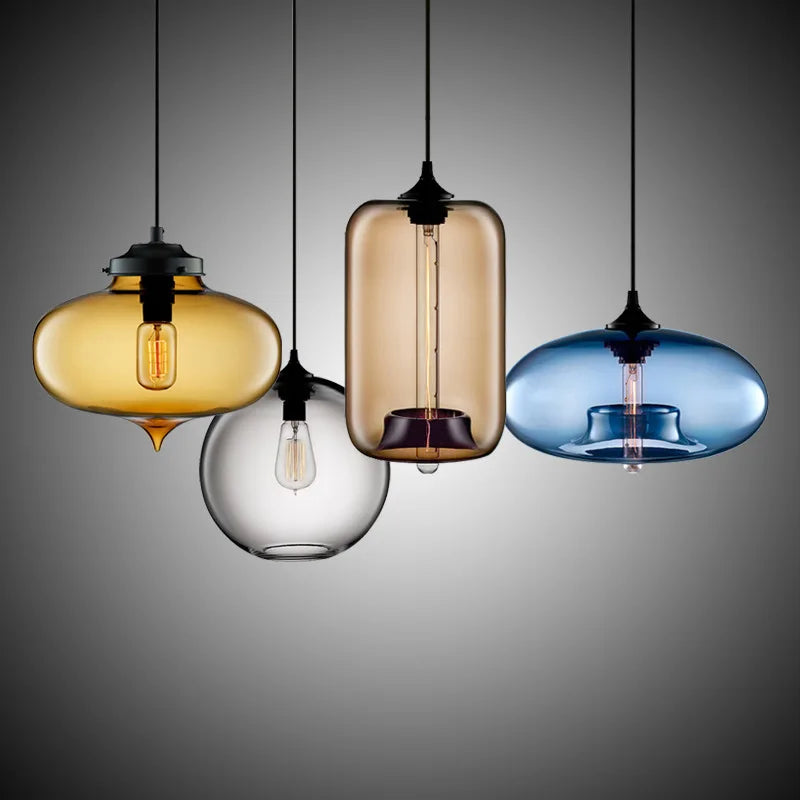 Afralia™ Nordic Glass Pendant Lamp LED Hanging Light Modern Luminaire for Dining Room