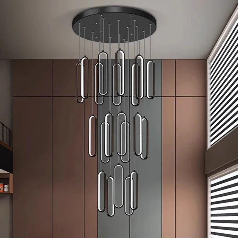 Afralia™ LED Staircase Chandeliers | Modern Pendant Light for Living Room