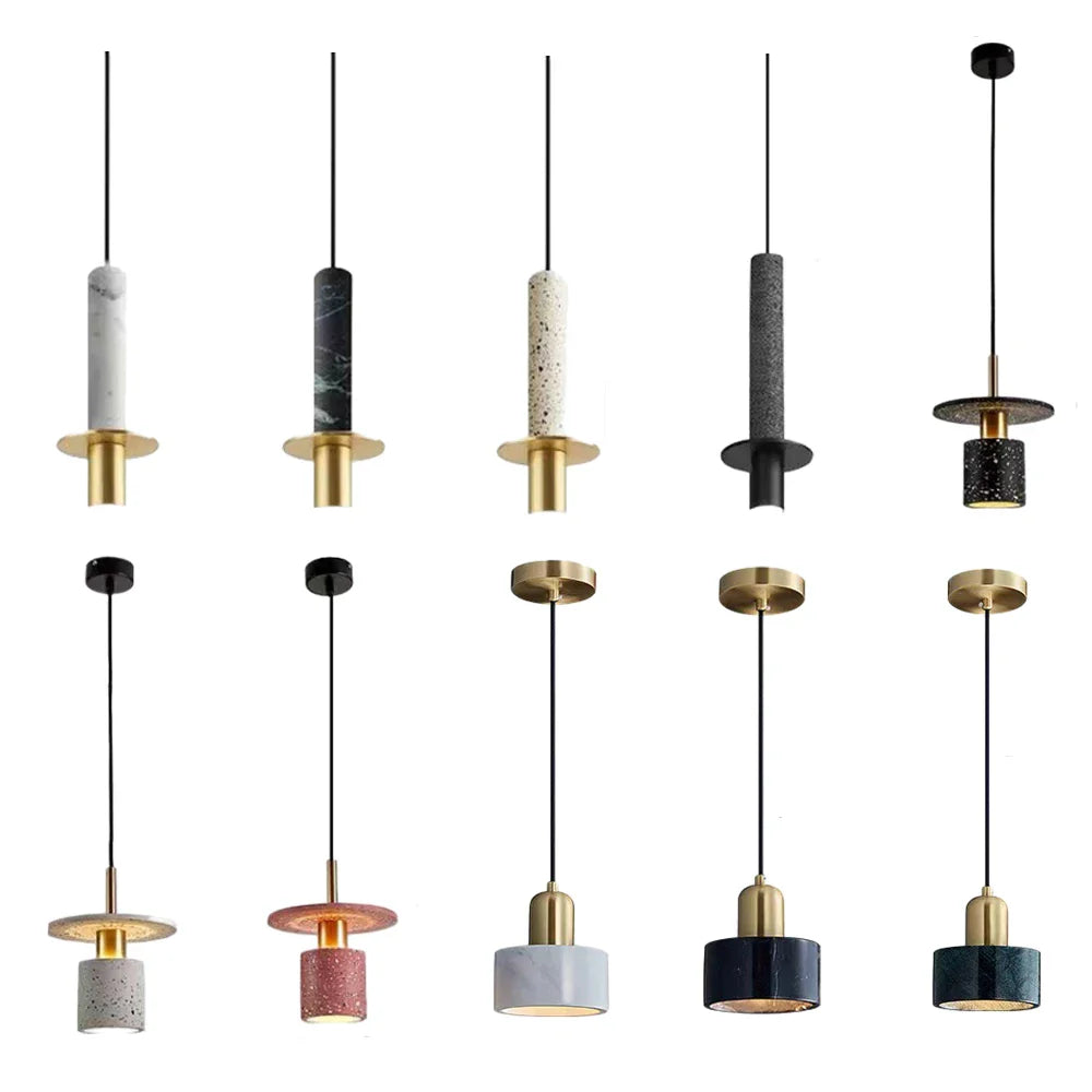 Afralia™ Marble Stone Pendant Chandelier - Modern Indoor Lighting for Dining Room & Bar