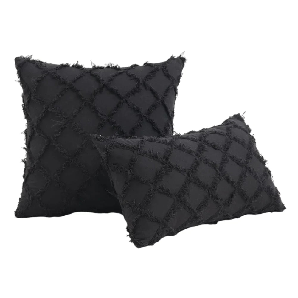 Afralia™ Black Boho Lumbar Woven Pillow Cover for Bed Bedroom Decor