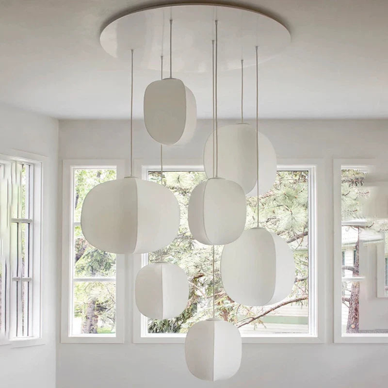 Afralia™ Silk Chandelier: Nordic Wabi Sabi LED Pendant Light for Home, Bar, and Dining Room