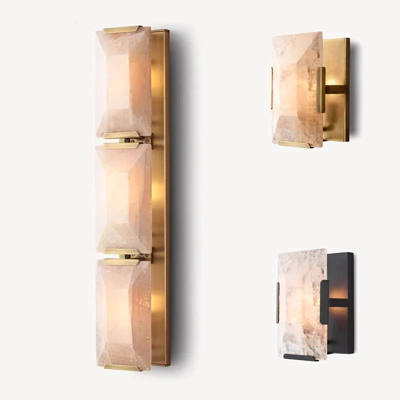Afralia™ Copper Marble Wall Sconce LED Crystal Light Fixture Home Decor