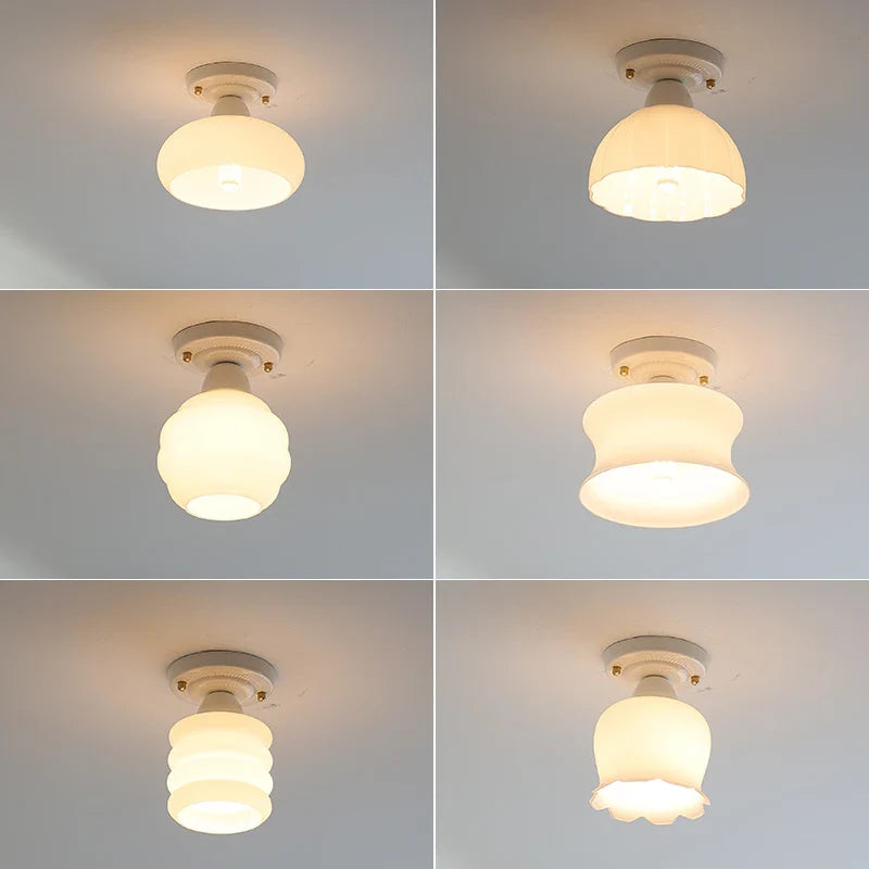 Afralia™ Ceramic LED Ceiling Light Creamy White Nordic Indoor Lighting Fixture