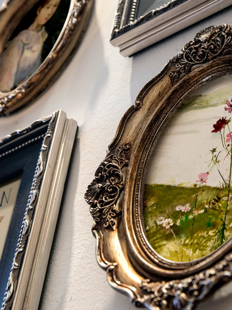 Afralia™ Retro Wooden Photo Frame Set - 10-Piece Photo Wall Display Storage