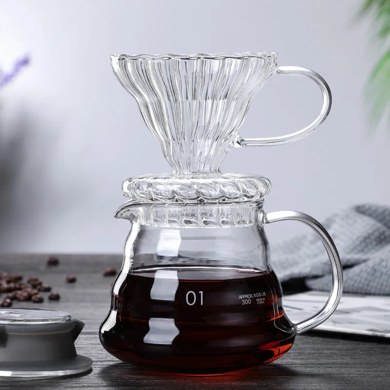 Afralia™ Glass Pour Over Coffee Maker Pot Barista Brewer Filter Dripper - 800ML