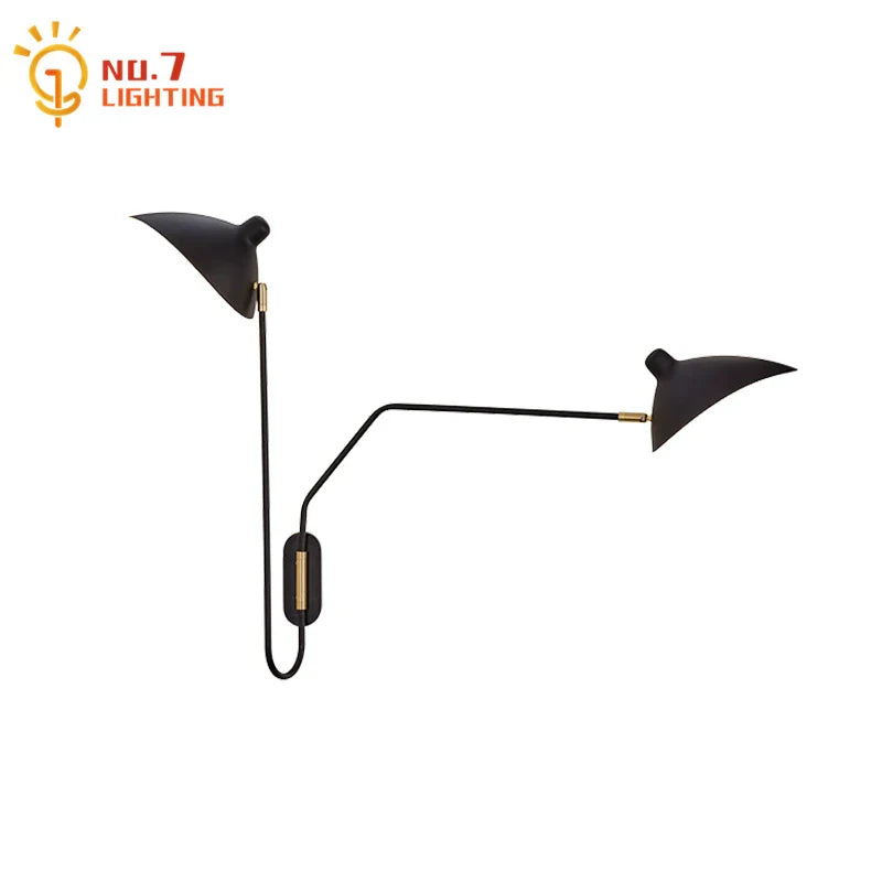 Afralia™ Rotatable Copper Wall Lamp Double Head LED E27 Swing Arm Gold/Black