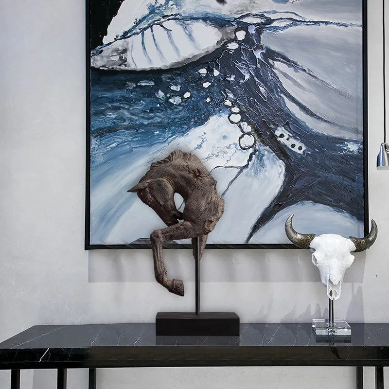 Afralia™ Vintage War Horse Sculpture for Home Decor