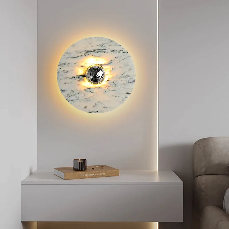 Afralia™ Marble LED Wall Sconce Light: Modern Nordic Home Decor for Living Room Bedroom