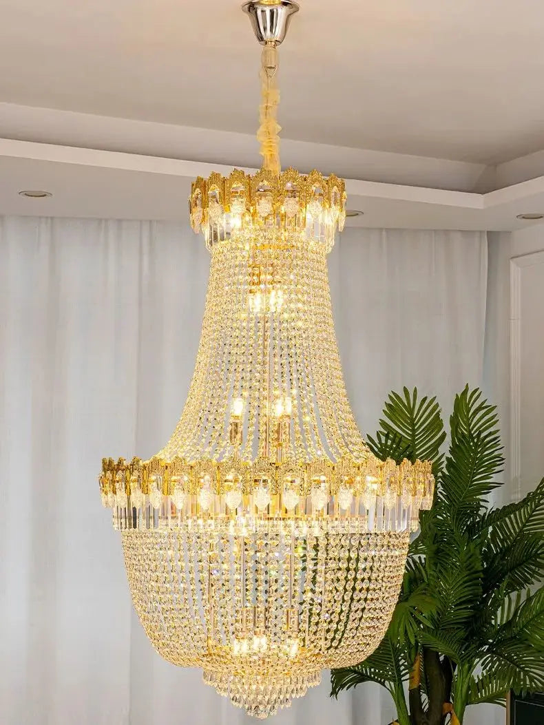 Afralia™ Crystal LED Chandelier for Hotel Lobby & Living Room | Elegant Staircase Design