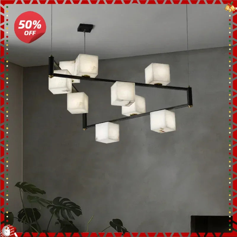 Afralia™ Marble Copper Chandelier for Bedroom Living Room Restaurant Atmospheric