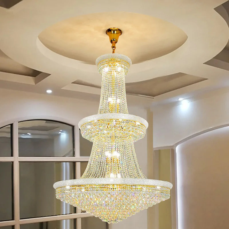 Afralia™ Crystal Chandeliers for Villa Living Room, Hotel Ceiling Lights Fixtures