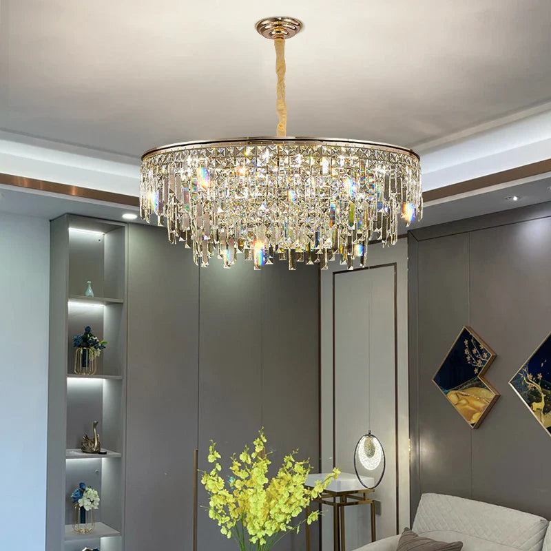 Afralia™ Crystal LED Chandelier for Living Room, Dining & Bedroom - High-end Luxury Lighting