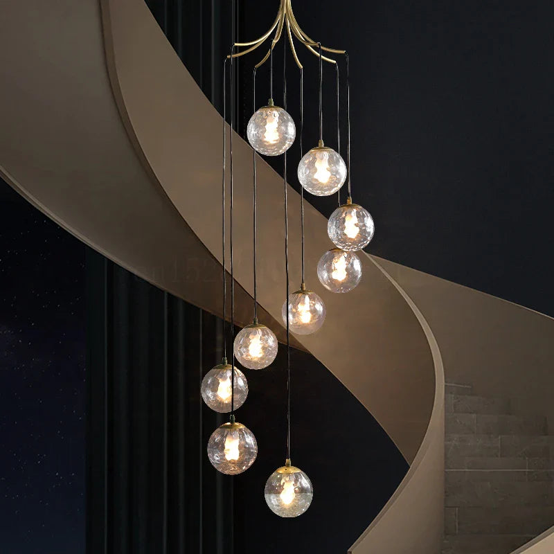 Afralia™ LED Glass Ball Chandelier Ceiling Light for Living Room Dining Loft Decor