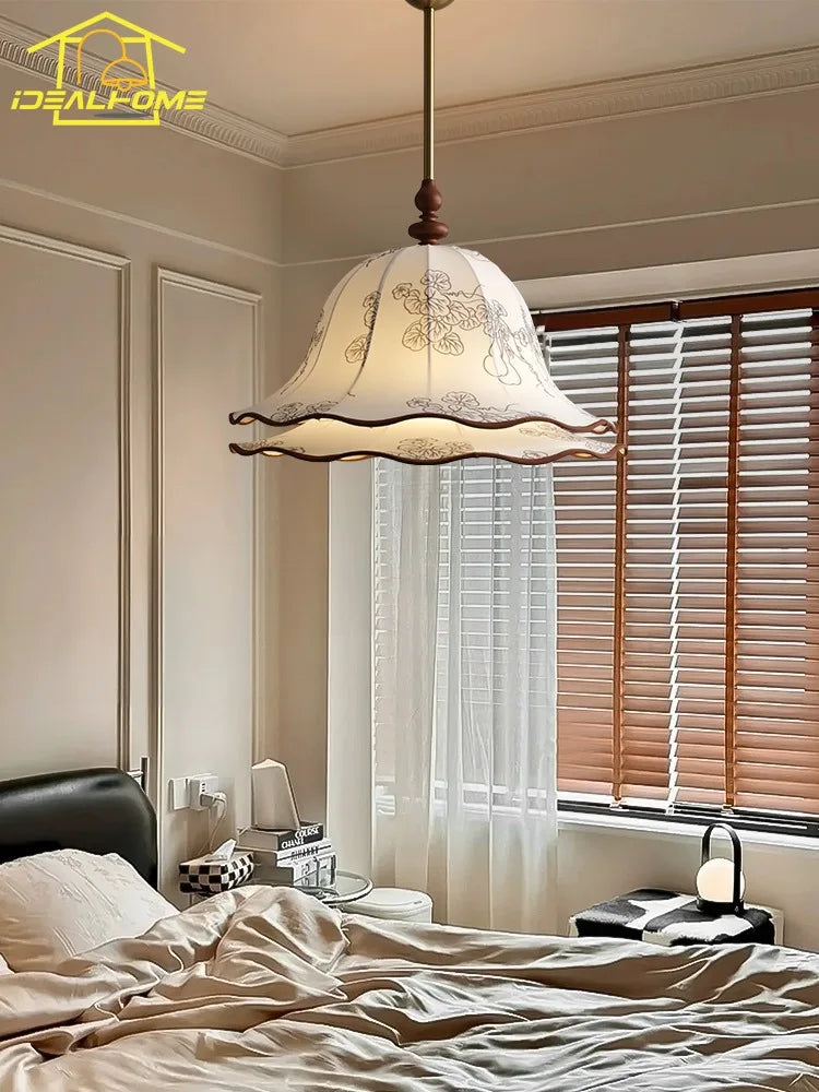 Afralia™ Medieval Fabric Pendant Light LED E27 Classical Hanging Lamp